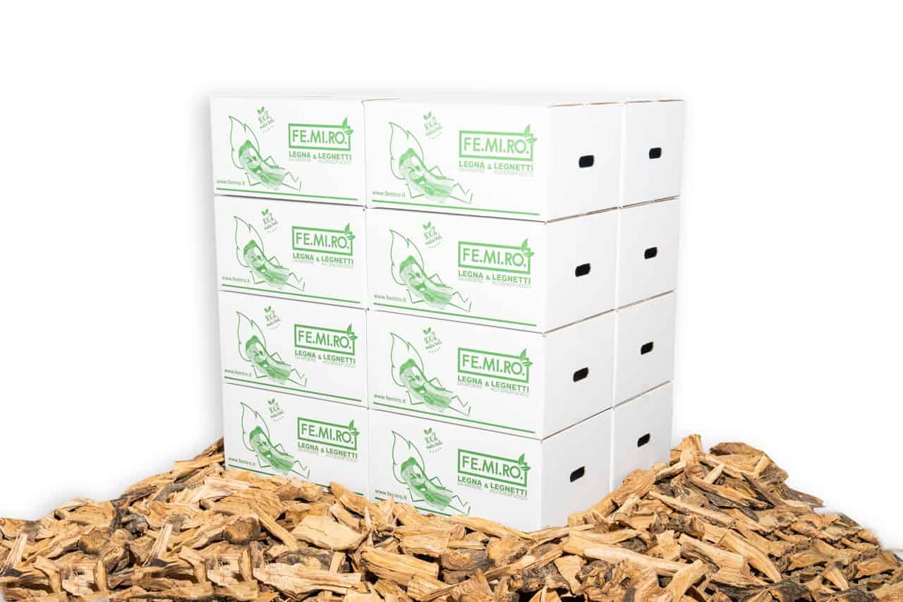 BIG CHIPS - Legna da ardere di olivo in scaglie in scatole da 20 kg - SU BANCALE - immagine 2